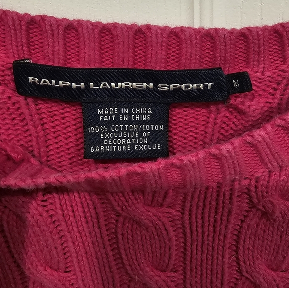Ralph Lauren Sport Women's Vibrant Pink Cable Knit Sweater Size-M - Picture 9 of 10